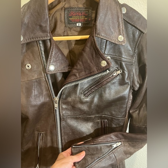 Brown Leather Moto Jacket - Picture 2 of 3